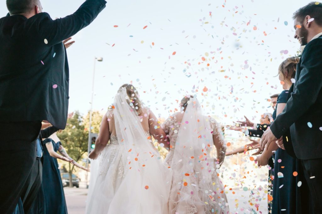 biodegradable confetti at uptown theater wedding